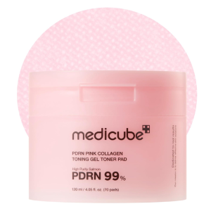 Medicube PDRN Pink Collagen Toning Gel Toner Pad- Kolagenowe płatki tonizujące do twarzy z polinukleotydami 70 szt