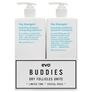 Evo The Therapist Shampoo and Conditioner 500ml- Zestaw nawilżający do włosów suchych, zniszczonych i farbowanych 2x500ml