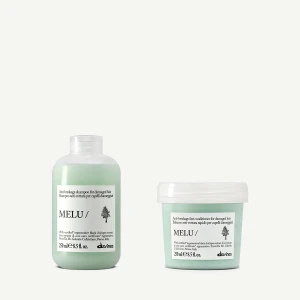 Davines MELU Shampoo + Conditioner – Zestaw wzmacniający przeciw łamliwości włosów zniszczonych 2x250 ml