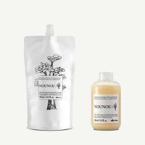 Davines New Essential Haircare NOUNOU Shampoo Refill Duo – Zestaw odbudowujący szampon do włosów, refill 500 ml + butelka 250 ml