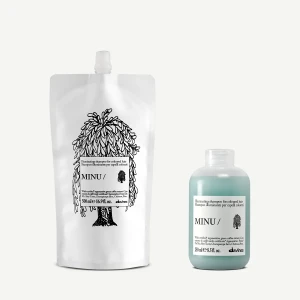 Davines New Essential Haircare MINU Shampoo Refill Duo – Zestaw do włosów farbowanych, refill 500 ml + butelka 250 ml