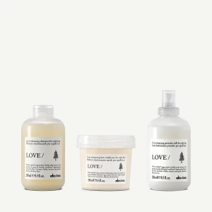 Davines New Essential Haircare LOVE CURL Starter Set – zestaw do włosów kręconych i falowanych, szampon + odżywka + mleczko 3 × 250 ml